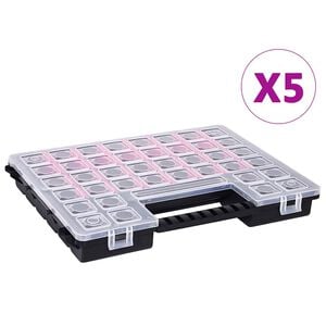 vidaXL Sortimentsl&aring;dor 5 st med justerbara avdelare 385x283x50 mm