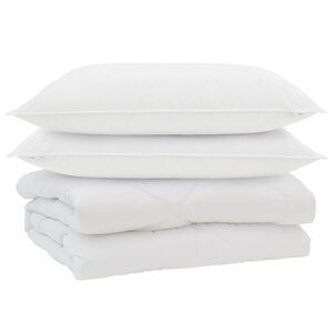 vidaXL Dunt&auml;cke med kudde 3 pcs Vit Mikrofiber