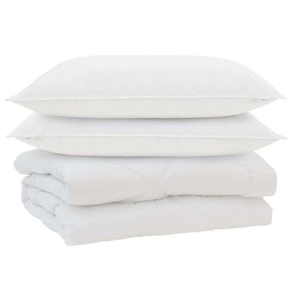 vidaXL Dunt&auml;cke med kudde 3 pcs Vit Mikrofiber