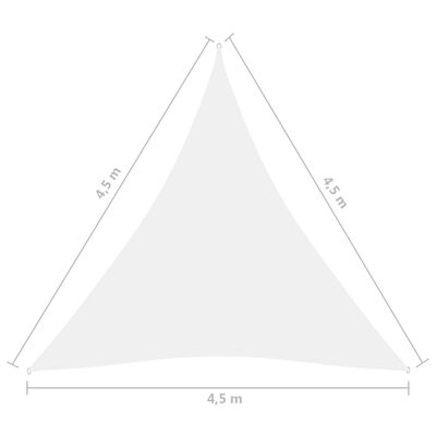 vidaXL Solsegel Oxfordtyg trekantigt 4,5x4,5x4,5 m vit
