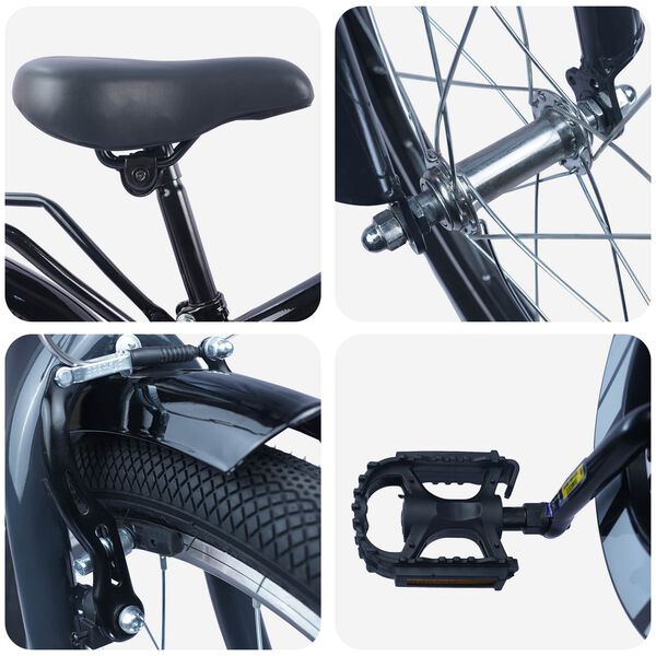 vidaXL Barncykel 20 Tum f&ouml;r 6-11 &aring;r gamla Svart