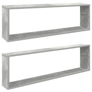 vidaXL V&auml;gghylla kubformad 2 st betonggr&aring; 100x15x30 cm konstruerat tr&auml;