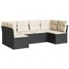vidaXL Loungegrupp med dynor 6 delar svart konstrotting