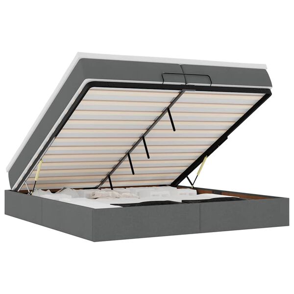 vidaXL Ottoman sängram med madrasser mörkgrå 200x200 cm tyg