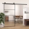 vidaXL Skjutdörr frostat ESG-glas och aluminium 102,5x205 cm svart