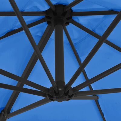 vidaXL Frihängande parasoll med stålstång azurblå 250x250 cm