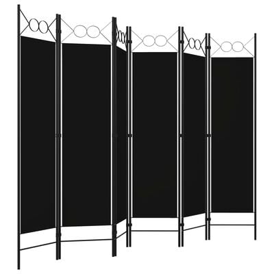 vidaXL Rumsavdelare 6 paneler svart 240x180 cm