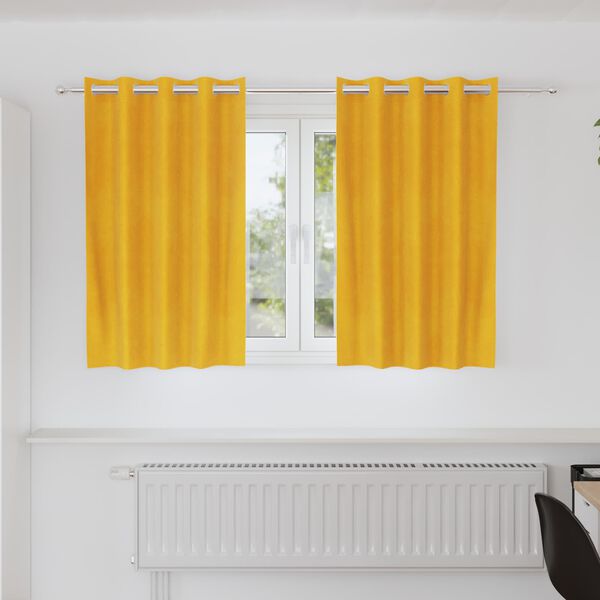 vidaXL Mörkläggningsgardiner 2 pcs Senapsgul 140 x 140 cm Sammet