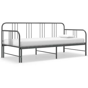 vidaXL Utdragbar s&auml;ngram b&auml;ddsoffa gr&aring; metall 90x200 cm
