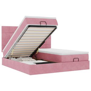 vidaXL Ottoman s&auml;ngram med madrasser rosa 200x200 cm sammet
