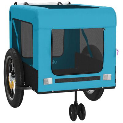 vidaXL Cykelvagn för djur blå och svart oxfordtyg och järn
