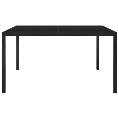 vidaXL Trädgårdsbord 130x130x72 cm svart stål och glas