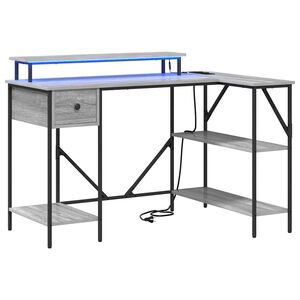 vidaXL Skrivbord Gr&aring; Sonoma 120 x 79 x 86,5 cm Konstruerat tr&auml;