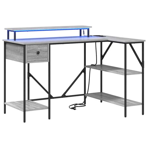 vidaXL Skrivbord Gr&aring; Sonoma 120 x 79 x 86,5 cm Konstruerat tr&auml;