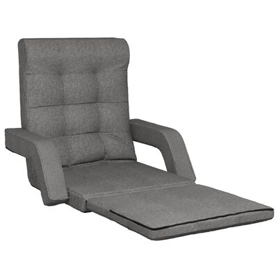vidaXL Vikbar golvstol med sängfunktion ljusgrå tyg