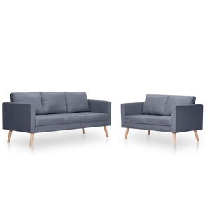 vidaXL Soffgrupp med 2-sits och 3-sits tyg m&ouml;rkgr&aring;
