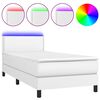 vidaXL Rams&auml;ng med madrass & LED vit 100x200 cm konstl&auml;der