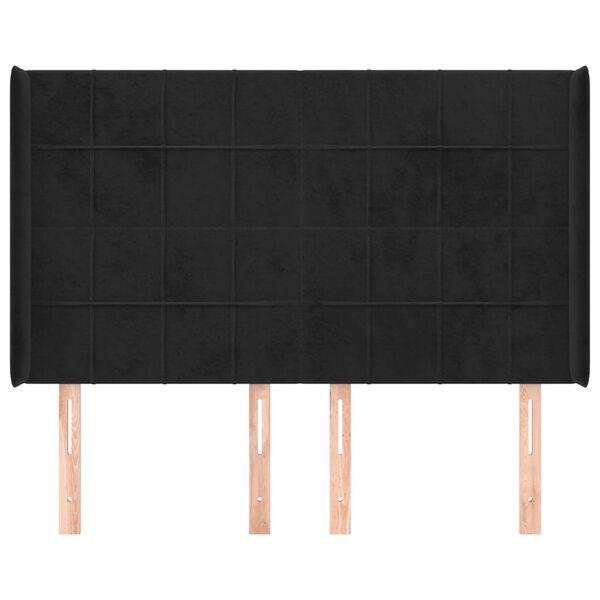 vidaXL S&auml;nggavel med kanter svart 147x16x118/128 cm sammet