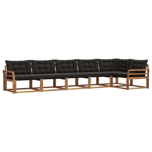 vidaXL Utomhussoffset med kudde 6 pcs Naturlig och svart