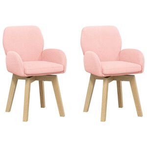 vidaXL Sv&auml;ngande Matstolar 2 st Boucl&eacute; Rosa 54 x 58 x 87 cm