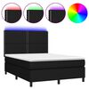 vidaXL Rams&auml;ng med madrass & LED svart 140x200 cm tyg