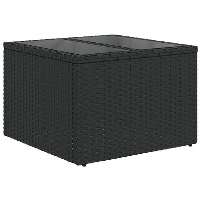 vidaXL Trädgårdsbord med glasskiva svart 55x55x37 cm konstrotting
