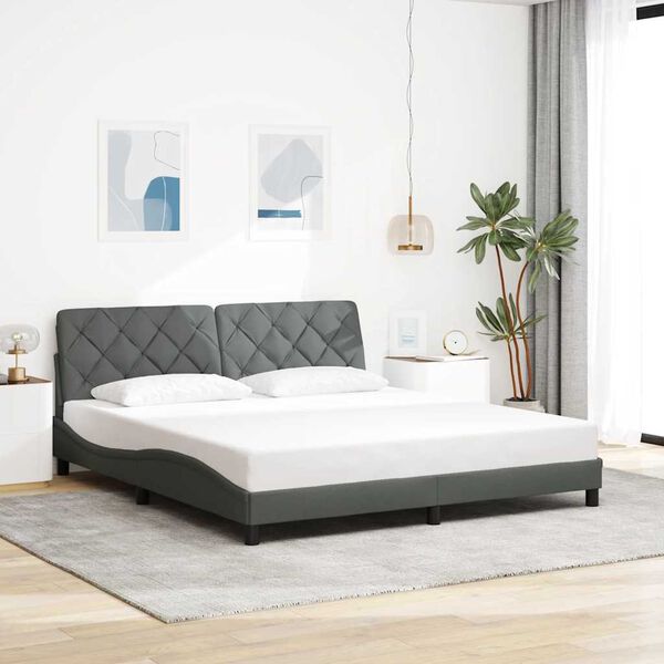 vidaXL Bed Frame without Mattress Dark Grey 180x200 cm Fabric