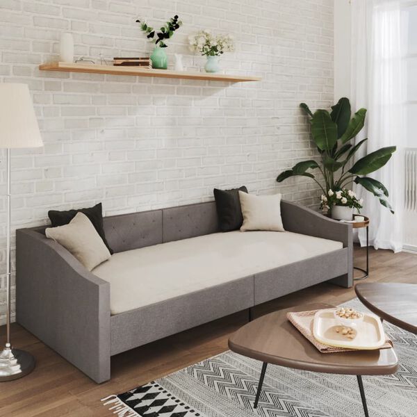 vidaXL Dagb&auml;dd med USB ljusgr&aring; tyg 90x200 cm