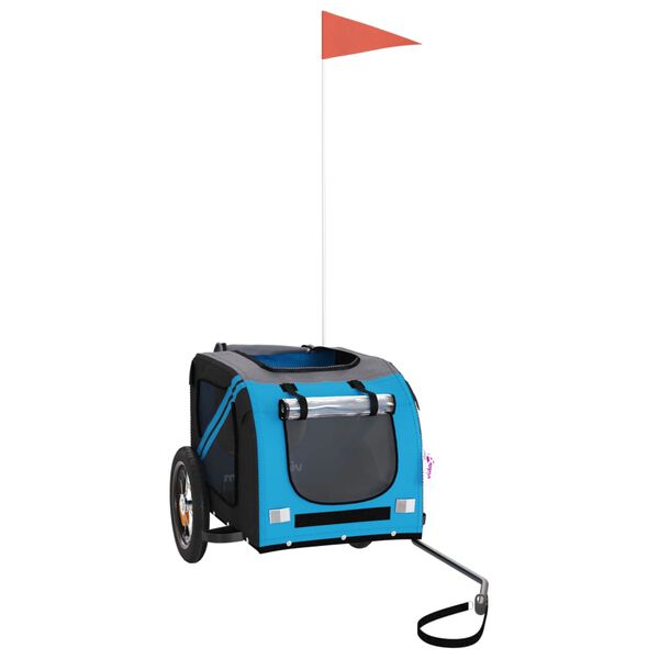 vidaXL Cykelvagn f&ouml;r djur bl&aring; och gr&aring; oxfordtyg och j&auml;rn