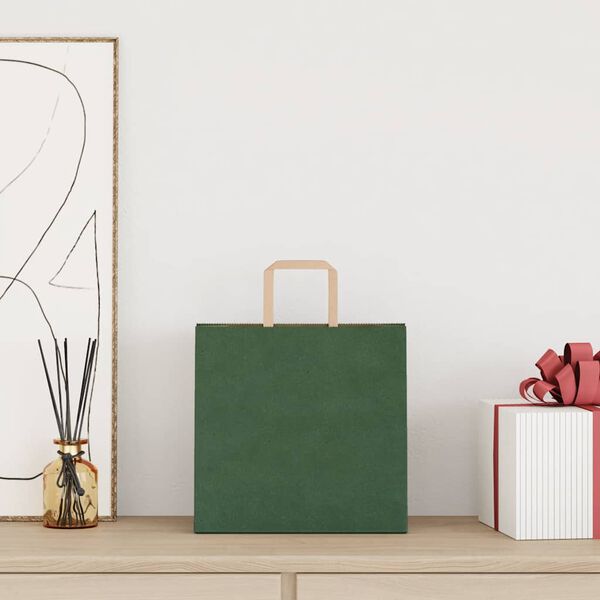 vidaXL Pappersp&aring;sar 50 st med handtag gr&ouml;n 26x17x25 cm