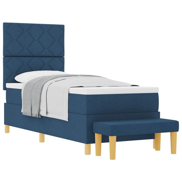 vidaXL B&auml;ddfj&auml;der med madrass med huvudgavel Bl&aring; 80 x 200 cm tyg