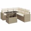 vidaXL Soffgrupp f&ouml;r tr&auml;dg&aring;rden med dynor 6 delar beige konstrotting