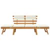 vidaXL Trädgårdsbänk med dynor 2-i-1 190 cm massivt akaciaträ