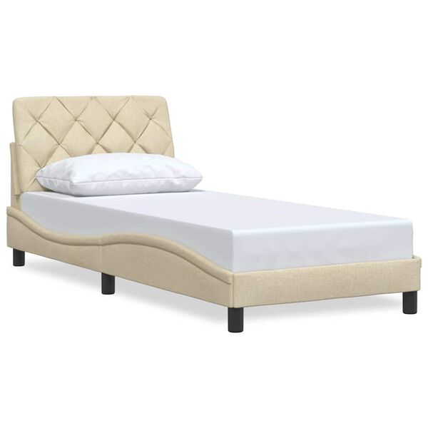 vidaXL Bed Frame without Mattress Cream 90x200 cm Fabric