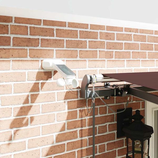 vidaXL Markis automatiskt inf&auml;llbar med LEDs brun 400x300 cm