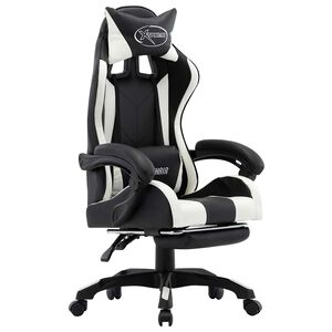 vidaXL Gamingstol med fotst&ouml;d vit och svart konstl&auml;der