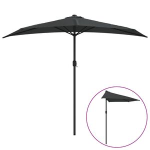 vidaXL Balkongparasoll m. aluminiumstolpe antracit 270x144 cm halvrunt