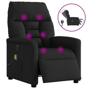 vidaXL Elektrisk massagef&aring;t&ouml;lj med uppresningshj&auml;lp svart tyg