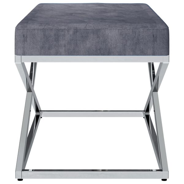 vidaXL B&auml;nk 97 cm gr&aring; sammetstyg och rostfritt st&aring;l