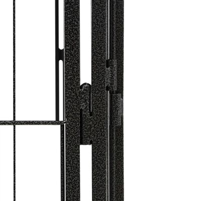 vidaXL Hundbur 40 paneler svart 50x100 cm pulverlackerat stål