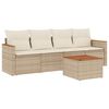 vidaXL Soffgrupp f&ouml;r tr&auml;dg&aring;rden med dynor 5 delar beige konstrotting