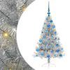 vidaXL Konstgjord F&ouml;rbelyst Julgran Silver 120 cm PET