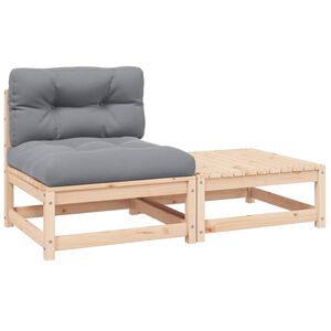 vidaXL Loungegrupp med dynor 2 delar massiv furu
