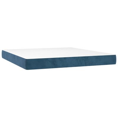 vidaXL Ramsäng med madrass & LED mörkblå 160x200 cm sammet