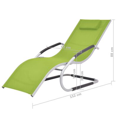 vidaXL Solsäng med kudde aluminium och textilen grön