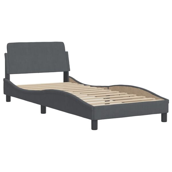vidaXL Bed Frame without Mattress Dark Grey 90x200 cm Velvet