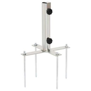 vidaXL Parasollfot med jordspett &Oslash;32-38 mm silver st&aring;l