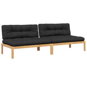 vidaXL Pallsoffor mittensektion 2 st med dynor massivt akaciatr&auml;