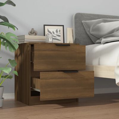 vidaXL Sängbord 2 st brun ek konstruerat trä