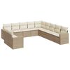vidaXL Loungegrupp f&ouml;r tr&auml;dg&aring;rden m. dynor 11 delar beige konstrotting
